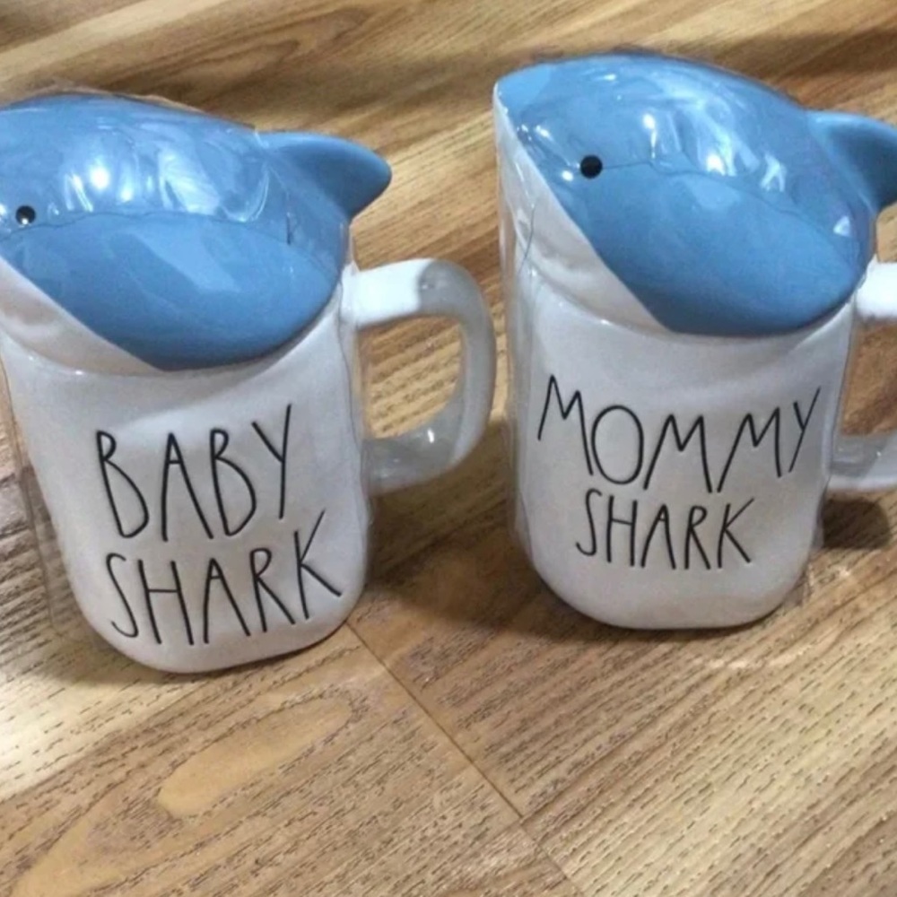 Rae Dunn baby shark mug and daddy shark mug